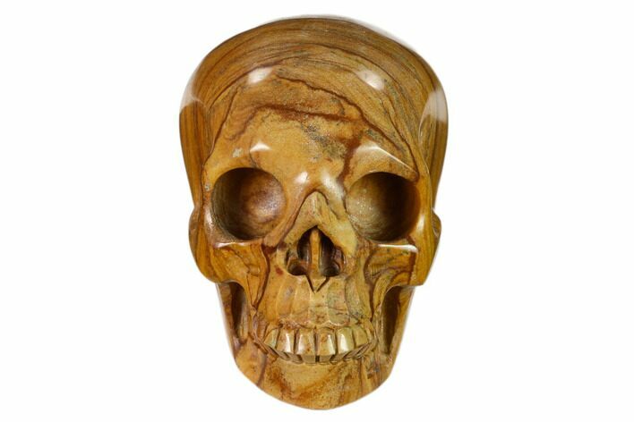 Realistic, Polished Picture Jasper Skull #151154